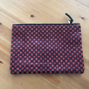 Clare V leather woven flat clutch NWT
